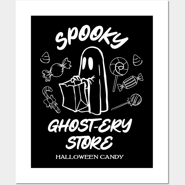 Funny Spooky Ghost Grocery Store Spooky Mom Girl For Halloween Candy Wall Art by Mochabonk